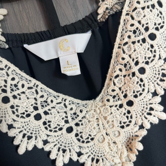 C Black Camisole with Cream Lace Detail - Picture 3 of 3